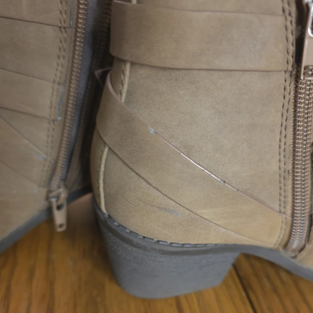 Kids' Taupe Faux-Leather Ankle Boots with Wrap‎ Straps